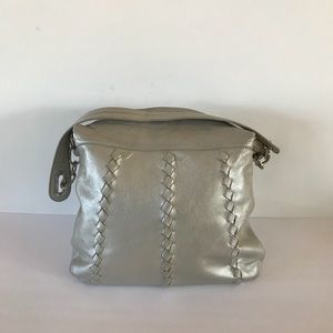 Tignanello Silver Leather Shoulder Bag Purse